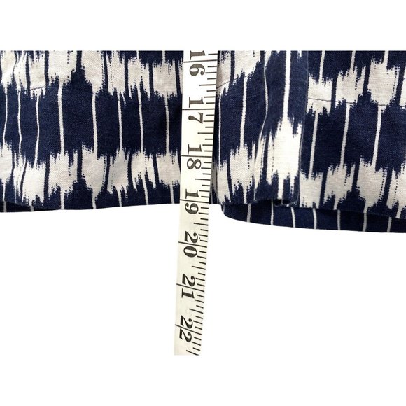 Ann Taylor‎ Loft Skirt Womens Size 10 Blue White Ikat Print Linen Blend Swing - Picture 2 of 5